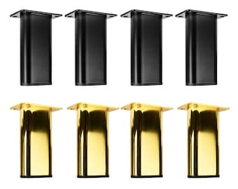 Natural Goods Berlin 4x Möbelfüße NIELS - Bettfüße & Regalstützen - Möbelfüße Metall Schwarz und Gold, Kommoden, DIY Möbelfüße 12 cm hoch
