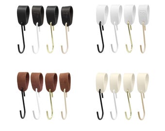 Coat hook GARD loop with S-hook | Leather loop vegan PU leather | Decorative leather strap, leather belt, steel coat hook