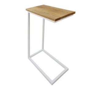 1x side table C-shape Laptop table metal wood coffee table sofa coffee table armchair practical shelf Sliding bedside table image 3