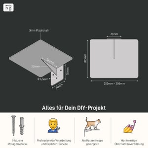 1x muurtrap kattentrapsysteem voor huisdieren zware, stabiele plank/platform zelfklevend, antislip kurkmat alt afbeelding 4