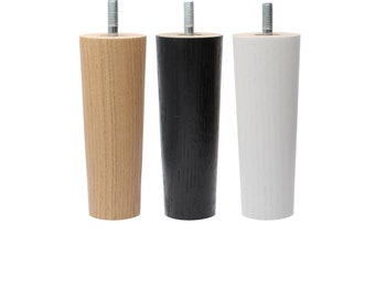 4x FUSION Poot meubelpoten | Massief eikenhout - 12 cm of 17 cm | kastpoten | meubelpoten | Natural Goods Berlin (zwart, wit of naturel)