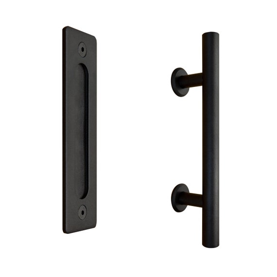 1x Maniglia porta scorrevole Barn Door Hardware in metallo nero
