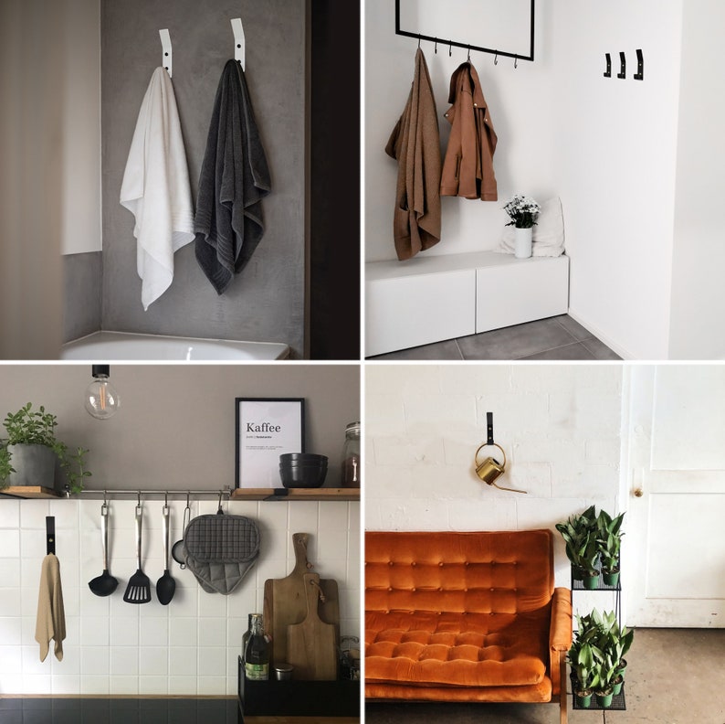 Natural Goods Berlin Design Wall Hook Clothes Hooks Kitchen, Bathroom, Hallway Wall Mounting Resilient Jackets, Coats, Bags Heavy Duty Towel Rail image 6