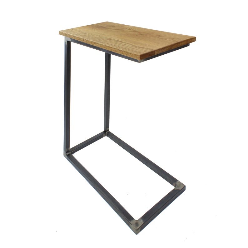 1x side table C-shape Laptop table metal wood coffee table sofa coffee table armchair practical shelf Sliding bedside table image 4