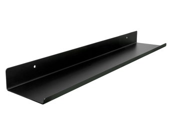 1x Design Wall Shelf SHEET | floating metal shelf | stainless for bathroom, kitchen, office | Wall display, shelving system, spice board | Black