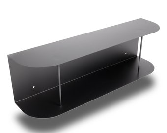 Wall shelf LEAN | Versatile and easy-care metal shelf | rustproof for bathroom, kitchen, office | Wall display, shelf system | Black