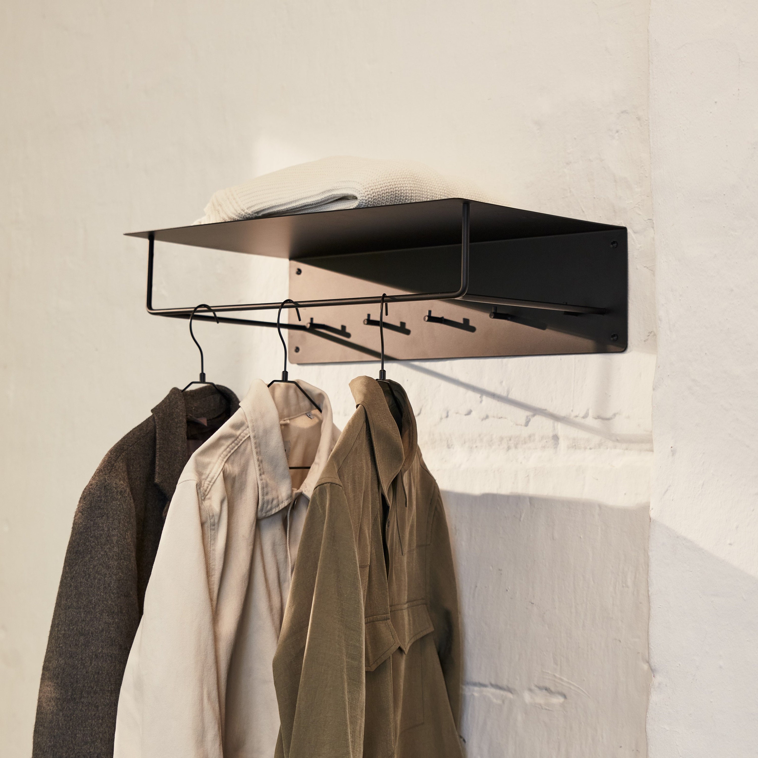 1x Wandgarderobe GARD Sheet mit Wandhaken Kleiderstangen & Hutablage Hakenleiste Garderobenpaneel Kleiderbügel Jacken Mäntel Wandbefestigung