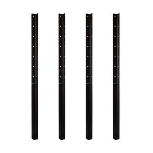 Puede incluir: Cuatro patas de cama de metal negro con múltiples agujeros para ajustar la altura.