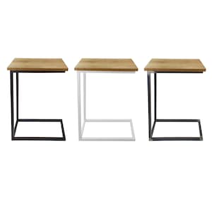 1x side table C-shape | laptop table metal wood | coffee table sofa coffee table armchair | practical storage | bedside table slide under