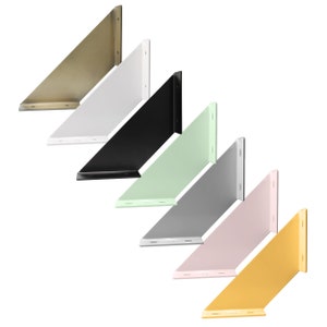 2x LICHTENBERG shelf brackets | Flexible metal wall-mounted shelf brackets | Narrow wall shelf support for floating shelves in the kitchen, office, and bookshelves