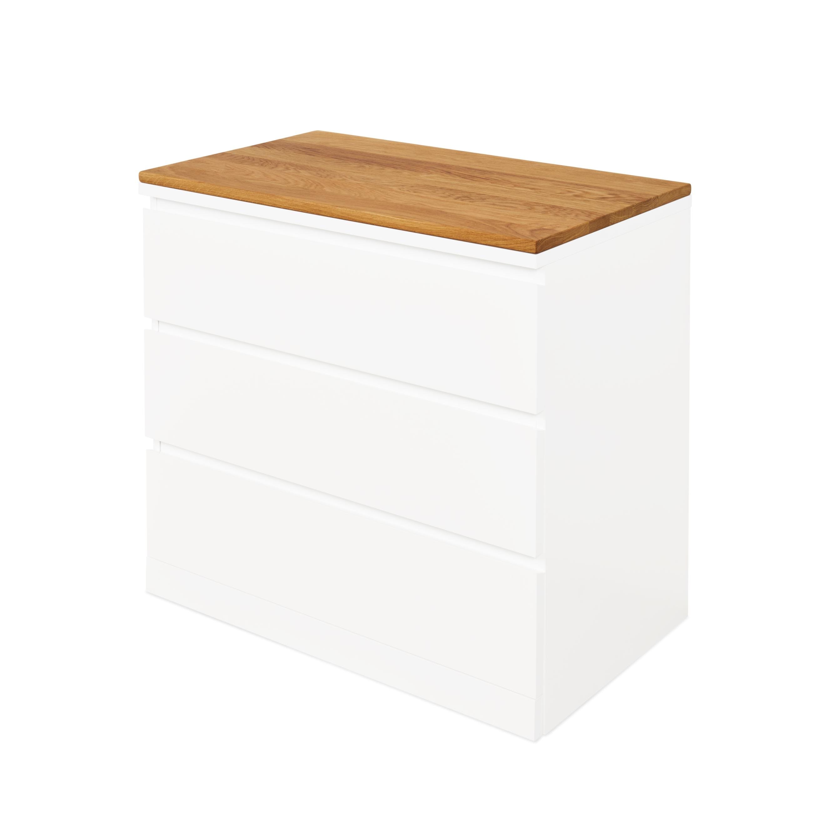 HEMNES commode 3 tiroirs, gris vert/teinté brun clair, 108x96 cm