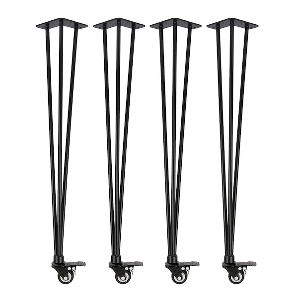 4x Hairpin Legs 'n'Roll | bewegliche Haarnadel Tischbeine rollbar | Tischgestell auf Rollen | Tischkufen mobil DIY Natural Goods Berlin