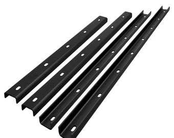 3x U-formade not- och spontar för solid bordsskiva, bordsbeslag, stödbalk, U-profil, förstyvningsprofil, notprofil, stål