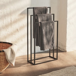 Porte-serviettes DUO et TRIO Porte-serviettes sur pied à 2 ou 3 barres pour essuie-mains, serviettes de bain et séchage du linge image 6