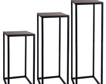 1x support pour plantes Tabouret à fleurs RECTANGLE carré en métal pour l'intérieur et l'extérieur Colonne de fleurs pour l'extérieur Table d'appoint résistante aux intempéries