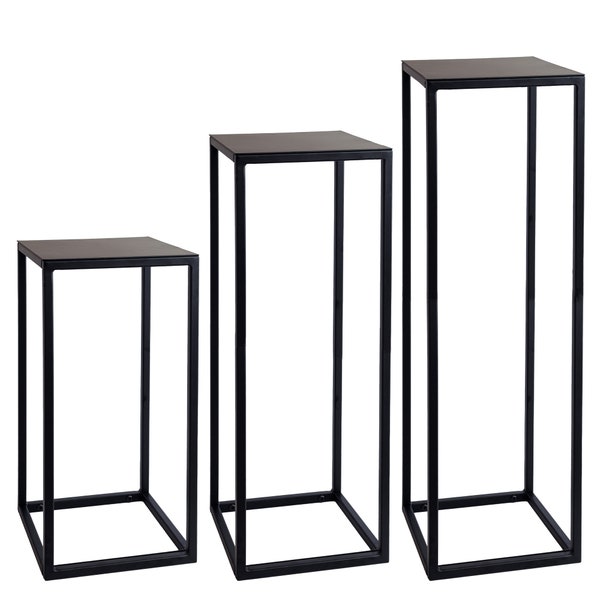 1x soporte para plantas RECTÁNGULO taburete para flores cuadrado de metal para uso interior y exterior columna de flores para exterior mesa auxiliar resistente a la intemperie