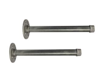 2x Shelf Brackets Tempelhof | 3/4 Inch Iron Pipe Shelf Brackets, Vintage Industrial Wall Shelf, Malleable Cast Iron, Natural Goods Berlin