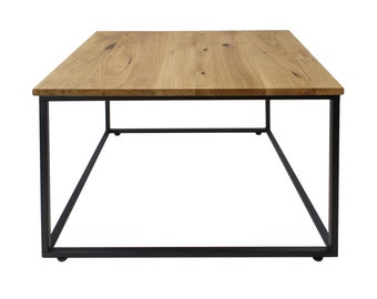 1x coffee table CUBE | Oak side table metal & wood | laptop table sofa coffee table armchair | practical shelf | Sliding bedside table