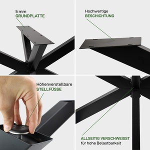 1x TISCHGESTELL SPIDER Design Kreuzgestell Schwerlast massiv Tischkufen Stahl Tischbeine Metall Esstisch, Schreibtisch, Konferenztisch Bild 10