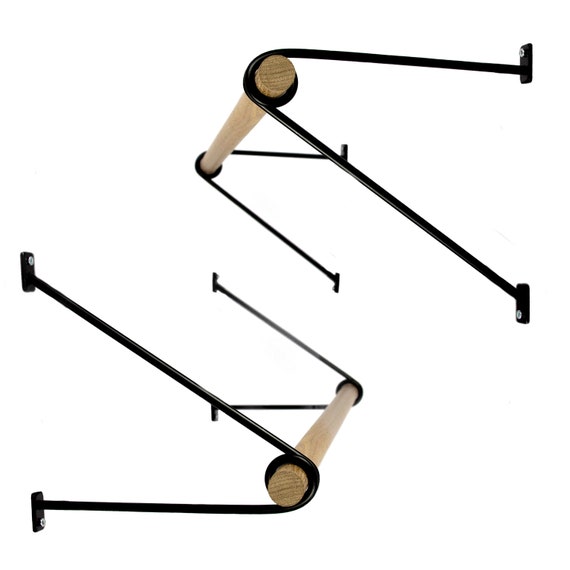 Wardrobe Rail Wooden Oval Closet Rod With End Supports | Heavy Duty Clothes Hanging Rod, Custom Length Option (Dark Wood, 40cm)-1092819