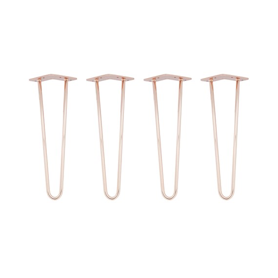 4x Hairpin Legs 35 Cm 2 Rods Rose Gold Diy Natural Goods Etsy