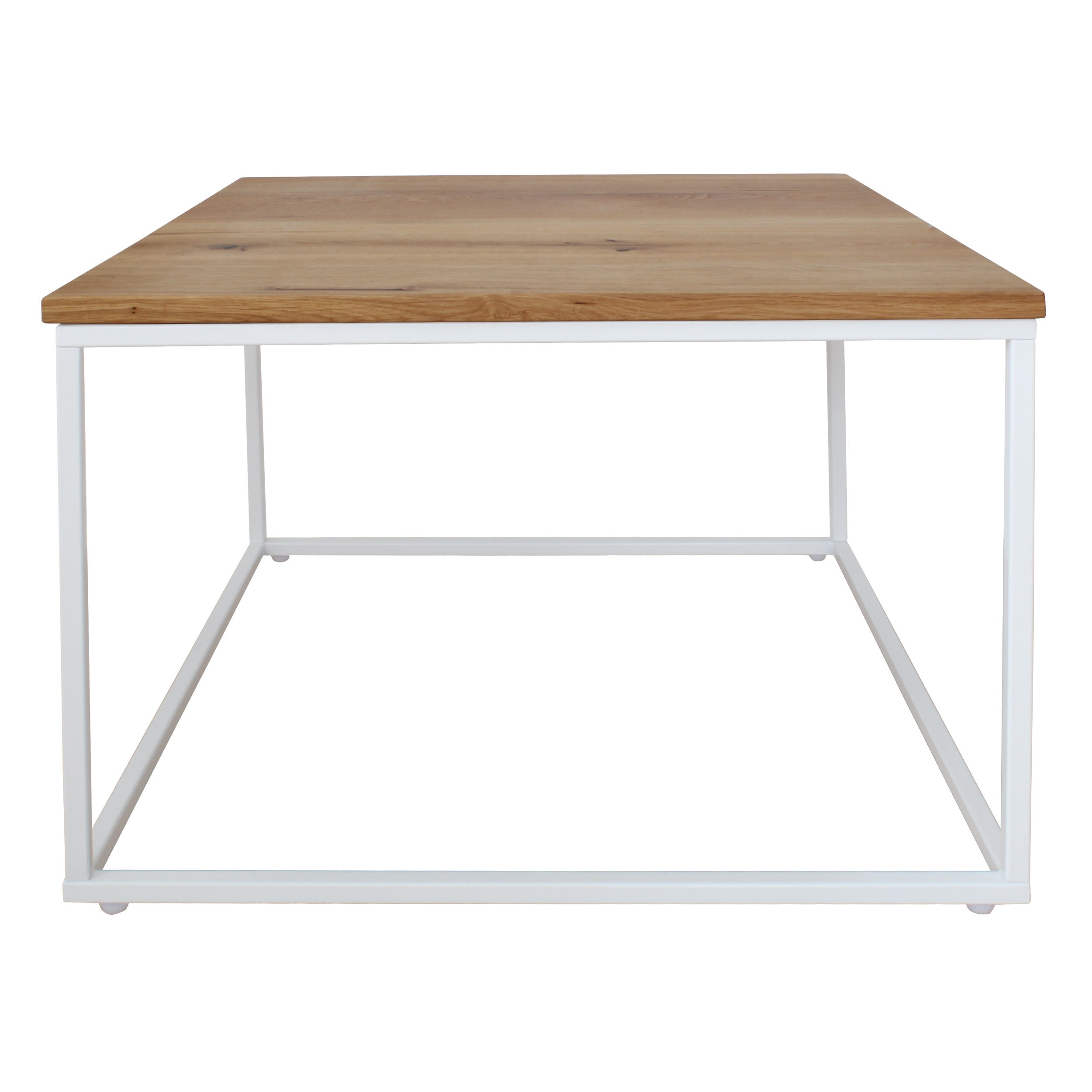 1x CUBE White Coffee Table | Oak Side Table Metal & Wood | Laptop Table Sofa Coffee Table Armchair | Storage | Bedside Table Slide Under