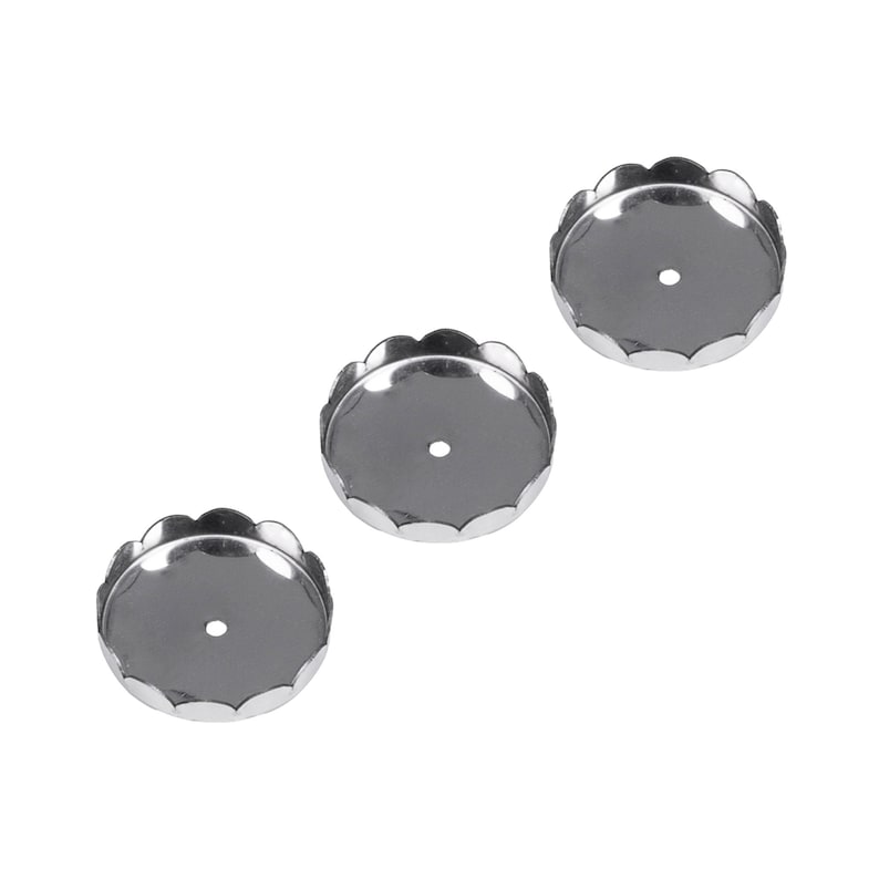 Op de afbeelding: Drie zilveren metalen gegolfde ronde cakedecoratietips.