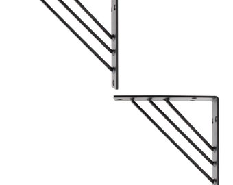 2x Plankbeugels CHARLOTTENBURG | Plankhouder metaal wandmontage flexibel | Planksteun wandplank smalle zwevende plank keuken kantoor boekenplank