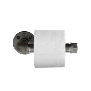 1x toiletrolhouder PIPE | Industrieel toilet toiletrolhouder | Retro verwarmingspijpdispenser gietijzeren vintage papierdispenser wandmontage