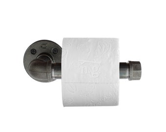 1x porte-papier toilette PIPE | Porte-rouleau de papier toilette industriel | Distributeur de tuyau de chauffage rétro Distributeur de papier mural vintage en fonte