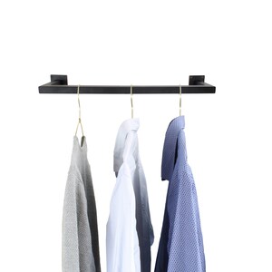 1x clothes rail RECTANGULAR U-shaped wardrobe holder black and white for coat hangers Wall and ceiling mounting powder-coated image 2