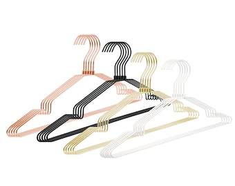 Natural Goods Berlin Clothes Hangers, Designer Clothes Hooks, Rotatable 360 Degrees, 42 cm, Metal, Black, White, Gold, Rose Gold, Copper, Set of 10/15, Tension Hangers