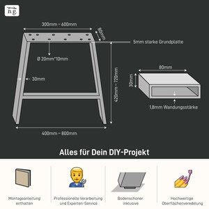 Puede incluir: Diagrama de un banco de trabajo de metal con dimensiones en mil&iacute;metros. El banco de trabajo tiene una placa base de 5 mm de grosor y paredes de 1,8 mm de grosor. El diagrama incluye instrucciones, servicio profesional, protectores de suelo y acabado de superficie de alta calidad.