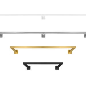 1x Prostokątny drążek na ubrania | Uchwyt na ubrania w kształcie litery U, czarny, biały, złoty, malowany proszkowo ze stali nierdzewnej do wieszaków na ubrania, odporny na rdzę | Montaż ścienny