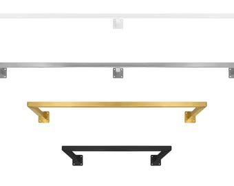 1x Appendiabiti rettangolare | Supporto per guardaroba a forma di U, nero, bianco, oro, acciaio inossidabile verniciato a polvere per grucce, antiruggine | Montaggio a parete