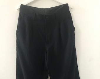 Issey Miyake Wide Leg Pleated Tropical Wool Trousers
