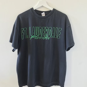 Washed Black 90s Vintage T with slime green ‘Fort Lauderdale’ print.