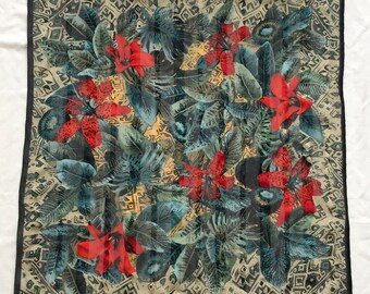 Tropical print premium vintage silk scarf