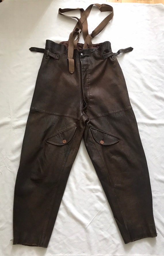 1930s French Airforce Leather Flight Pants