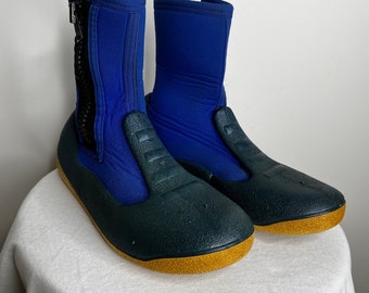 Vintage 80s Graphic Neoprene Aquatic Boots. Made in Austria, with Riri Zippers.