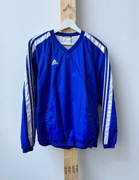 90s Vintage Adidas woven training popover V-Neck … - image 1