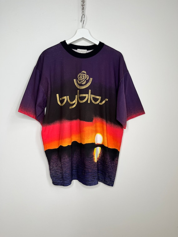 Vintage 1990s Byblos Graphic Sunset TShirt. Made … - image 1