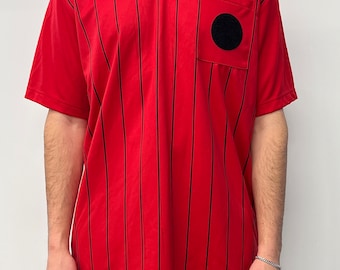 80s Red and Black Soccer Jersey Made in USA.