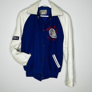1980s Vintage Leather and Wool Varsity Jacket.