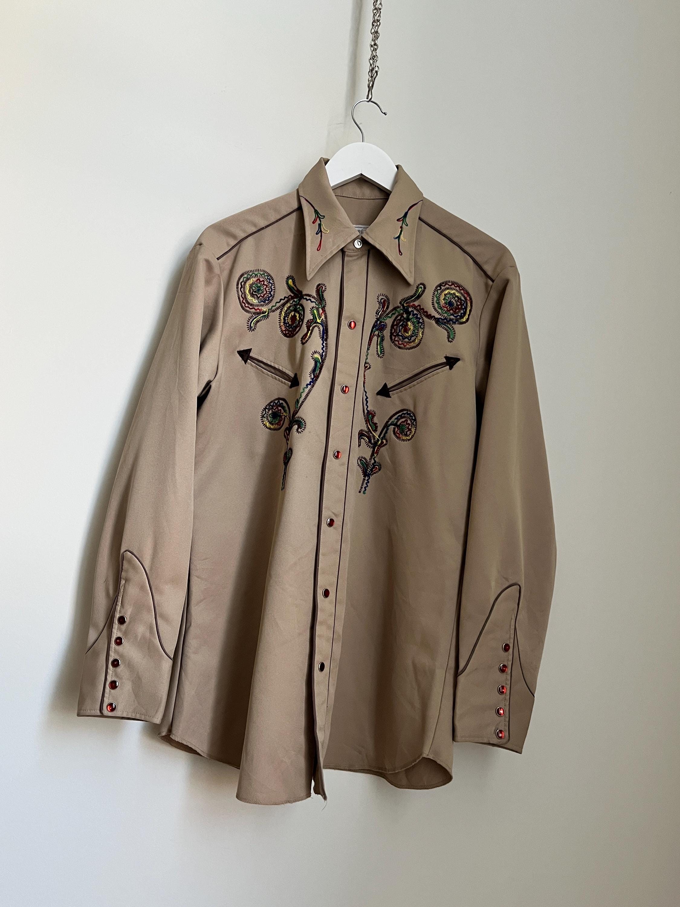 トップス 70s VINTAGE H bar C Western shirt jacket 1970s H Bar C Embroidered Western Shirt: California Ranchwear