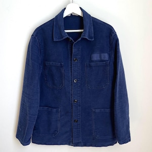Vintage 1970s Italian Moleskin 3 pocket Chore Jacket. Labeled sz 54. 100% sanforized cotton.