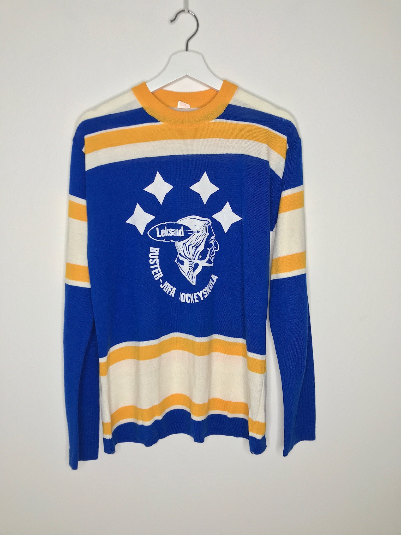 Vintage Sweden Hockey Jersey Men Medium Blue Yellow National Team Svenska  Oddset