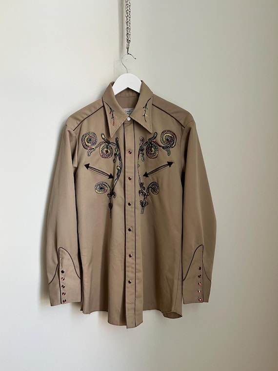 1970s H Bar C Embroidered Western Shirt: California Ranchwear