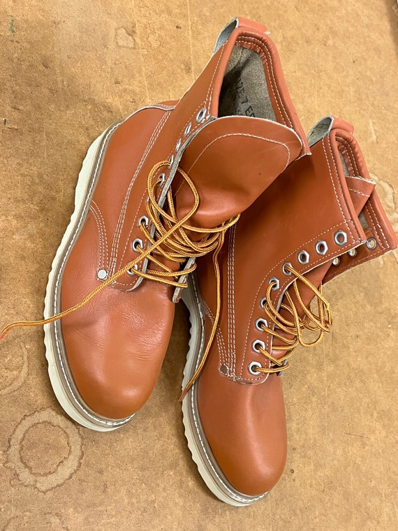 1980s Deadstock Canadian Brand Fournier Tan Leather Work Boots