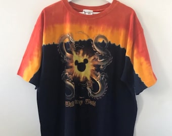 Disney World Mickey Fire Tie dye T shirt
